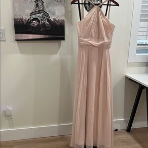 Monique Lhuillier Bridesmaids Blush Halter Maxi Dress